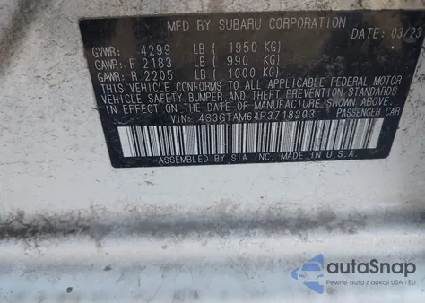 2023 Subaru Impreza Sport 5-Door from USA, damaged, VIN 4S3GTAM64P3718203